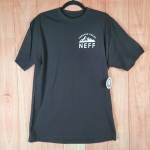 Neff T Shirt Mens Large Black Graphic Print Mountain Forever Fresh Spellout Logo